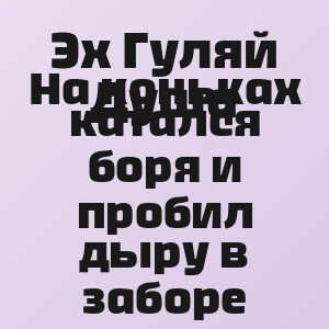 Эх Гуляй Душа - На коньках катался боря и пробил дыру в заборе