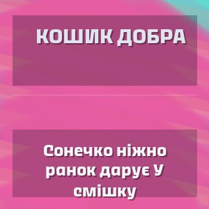 Кошик Добра - Сонечко ніжно ранок дарує У смішку